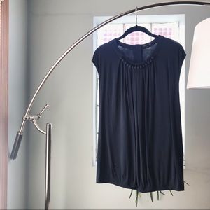 Theory Navy Blue Tunic with Bobbles - Size XS (P)